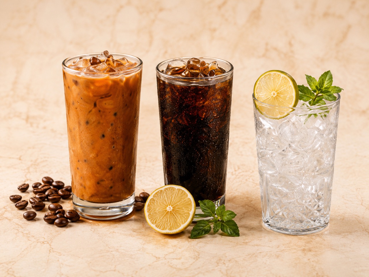 Vietnamese iced coffee, Thai tea, and citrus drinks